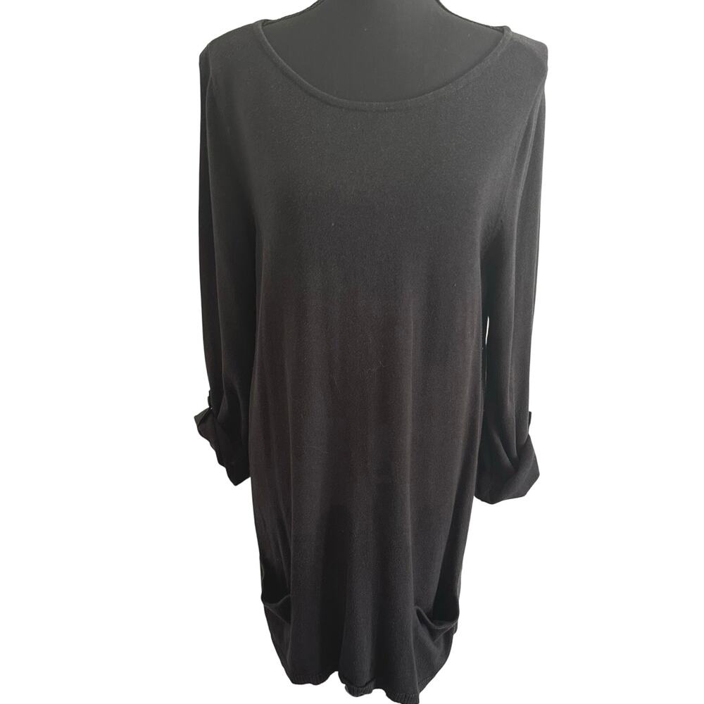 Caslon Front Pocket Tunic Light Sweater - Black - Size XL